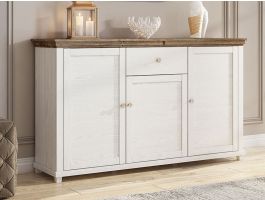 Commode EVOCO 3 deuren en 1 lade wit/ribbec eik 