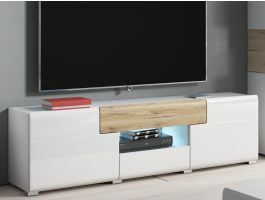 Tv-meubel TORERO 2 deuren 2 lades sanremo/hoogglans wit zonder led