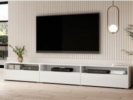 Tv-meubel BABEL II 3 deuren 3 vakken wit/hoogglans wit zonder salontafel
