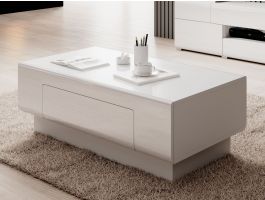 Rechthoekige salontafel TOMASSON 110 cm wit/hoogglans wit 
