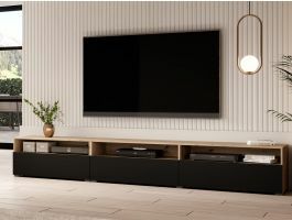 Tv-meubel BABEL II 3 deuren 3 vakken eik artisanaal/zwart 