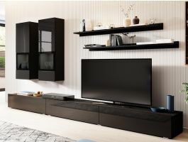 Tv-meubel set BABEL 5 deuren hoogglans zwart zonder led