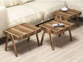 Set van 3 bijzettafels ROMANO walnoot