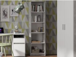 Boekenkast SAMMOU 5 vakken beton/wit