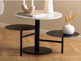 Salontafel LAKKO Ø60 cm marmer wit/zwart