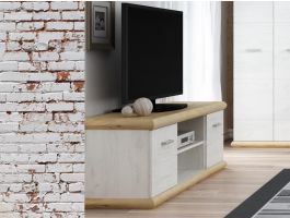 Tv-meubel KORFA 2 deuren 2 vakken wit/goudbruin 