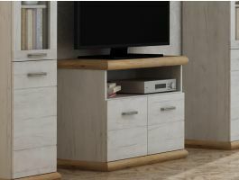 Tv-meubel KORFA 2 deuren 1 vak wit/goudbruin 