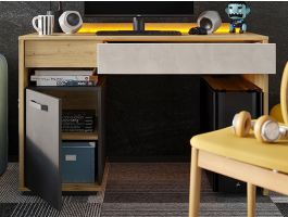 Bureau BIC 1 deur 2 lades artisan eik/zijde grijs 