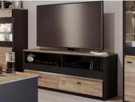 Tv-meubel BELINI 2 lades en 2 vakken versal eik/zwart