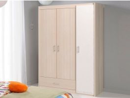 Kast CARL 3 deuren en 1 lade gerookte acacia/wit