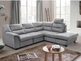 Relax hoekbank elektrisch OSIRIS met longchair rechts stof fuego grijs