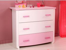 Commode ROBINSON 3 lades wit/roze
