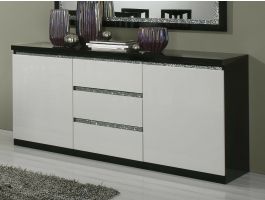 Dressoir REBECCA 2 deuren en 3 lades hoogglans zwart/hoogglans wit