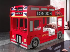 Stapelbed BUS LONDEN 90x200 cm rood