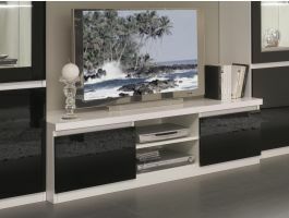 Tv-meubel ROMEO 2 deuren hoogglans wit/hoogglans zwart
