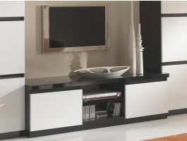 Tv-meubel ROMEO 2 deuren hoogglans zwart/hoogglans wit
