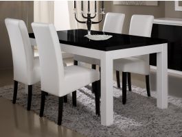 Eettafel ROMEO 160 cm hoogglans wit/hoogglans zwart