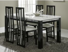 Eettafel REBECCA 160 cm hoogglans zwart/hoogglans wit