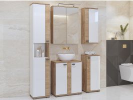 Kolomkast FAGOCHIA 2 deuren wit/gouden eik