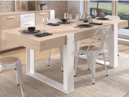 Eetkamertafel design TRAVIS artisan eik/wit