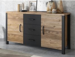 Dressoir OLIANNE 2 deuren 3 lades appenzeller sparren/zwart