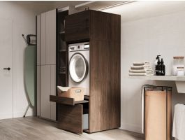 Kast WASHING 1 machine LARGE walnoot