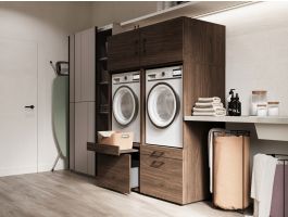 Kast WASHING 2 machines naast elkaar LARGE walnoot