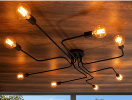 Plafondlamp TRUVANA 8 lampen zwart