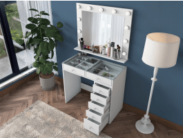 Make-up tafel JESSIE DELUXE 7 lades wit