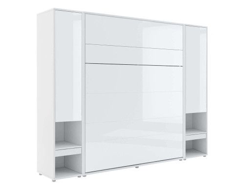 Opklapbed CONCEPTION PRO 160x200 cm wit/hoogglans wit (verticaal) met kasten