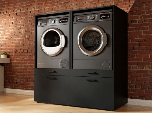 Kast WASHING 2 machines naast elkaar MEDIUM zwart