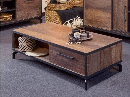 Rechthoekige salontafel KUTINA 135 cm donker scheepshout 