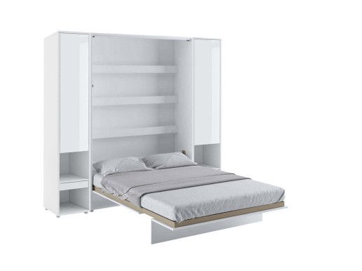 Opklapbed CONCEPTION PRO 140x200 cm wit/hoogglans wit (verticaal) met kasten