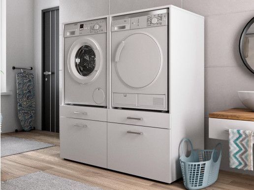 Kast WASHING 2 machines naast elkaar wit
