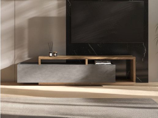 Tv-meubel BOTSWANA 2 lades 2 opbergvakken matera/eik appenzeller