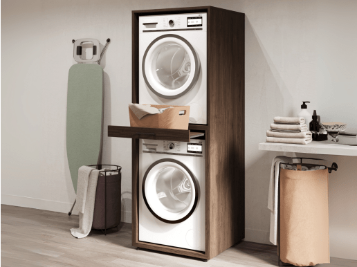 Wasmachinekast WASHING 2 machines boven elkaar MEDIUM walnoot