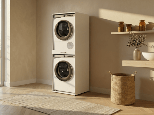 Wasmachinekast WASHING 2 machines boven elkaar MEDIUM wit