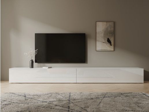 Tv-meubel KINGSTON 2 klapdeuren 280 cm wit/hoogglans wit