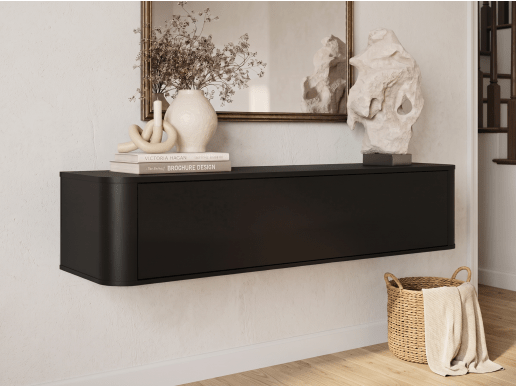 Zwevende sidetable OVALIS 140 cm mat zwart