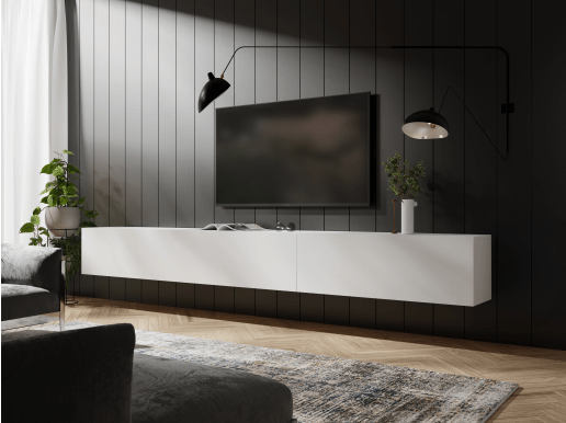 Tv-meubel KINGSTON 2 klapdeuren 245 cm mat wit
