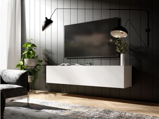 Tv-meubel KINGSTON 1 klapdeur 140 cm mat wit