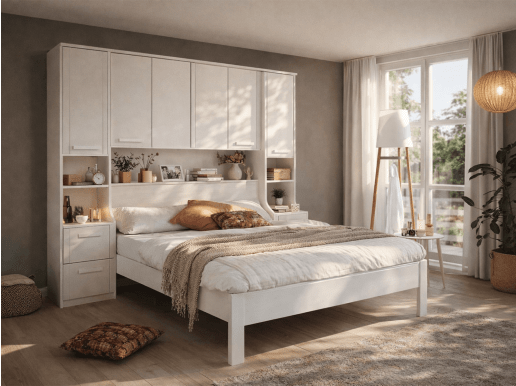 Bed en brugkast RIGA 140x200 cm wit