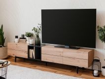 Tv-meubel NOLLY 3 deuren 2 vakken zwart/artisan eik 