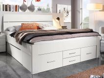 Bed SCARLETT 140x200 cm wit met zes lades met hoofdeinde zonder led