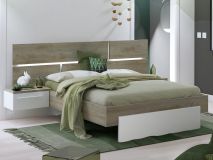 Bed en nachtkastjes PADEL 140x190 cm wit/endgrain eik 
