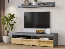 TV-meubel ROBB 2 deuren grijs/wotan eik met legplank