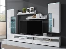 TV-meubelset INDIRA 02 4 deuren wit/hoogglans wit zonder led