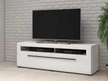 Tv-meubel TULIO 1 lade 160 cm wit/hoogglans wit zonder led