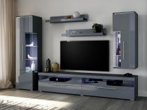 Tv-meubel set INAZO II 4 deuren rechts grijs/hoogglans grijs zonder led