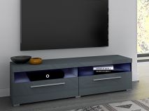 Tv-meubel INAZO 2 deuren 140 cm grijs/hoogglans grijs zonder led